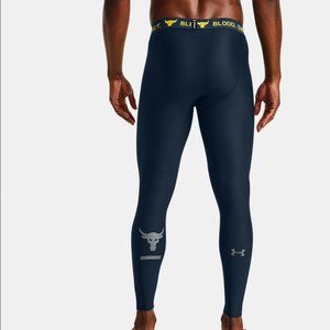 S Under Armour Men's Project Rock Leggings 1353901-408 blue blood respect NWT